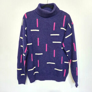 Vintage Wool Turtle Neck Sweater Women's S Fisherman Bill Cosby Eclectic Gradpa